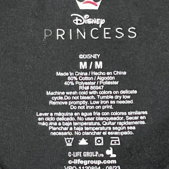 Disney Princess EUC Happily Ever After Girl's Graphic Black T-Shirt Size Medium - Picture 3 of 4